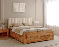 Augustus Teak Bed Frame Hydraulic Storage - Queen Size