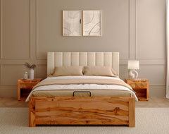 Augustus Teak Bed Frame Hydraulic Storage - King Size