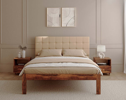 Irene Sheesham Bed Frame Non Storage - Queen Size