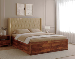 Samawi Sheesham Bed Frame Box Storage - Queen Size