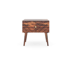 Zoji Single Drawer Bedside Table In Sheesham - Chevora Facia