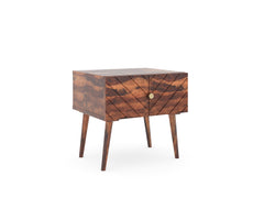 Zoji Single Drawer Bedside Table In Sheesham - Chevora Facia