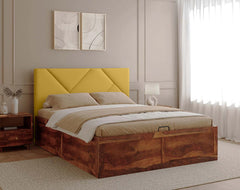 Agatha Sheesham Bed Hydraulic Storage - Queen Size