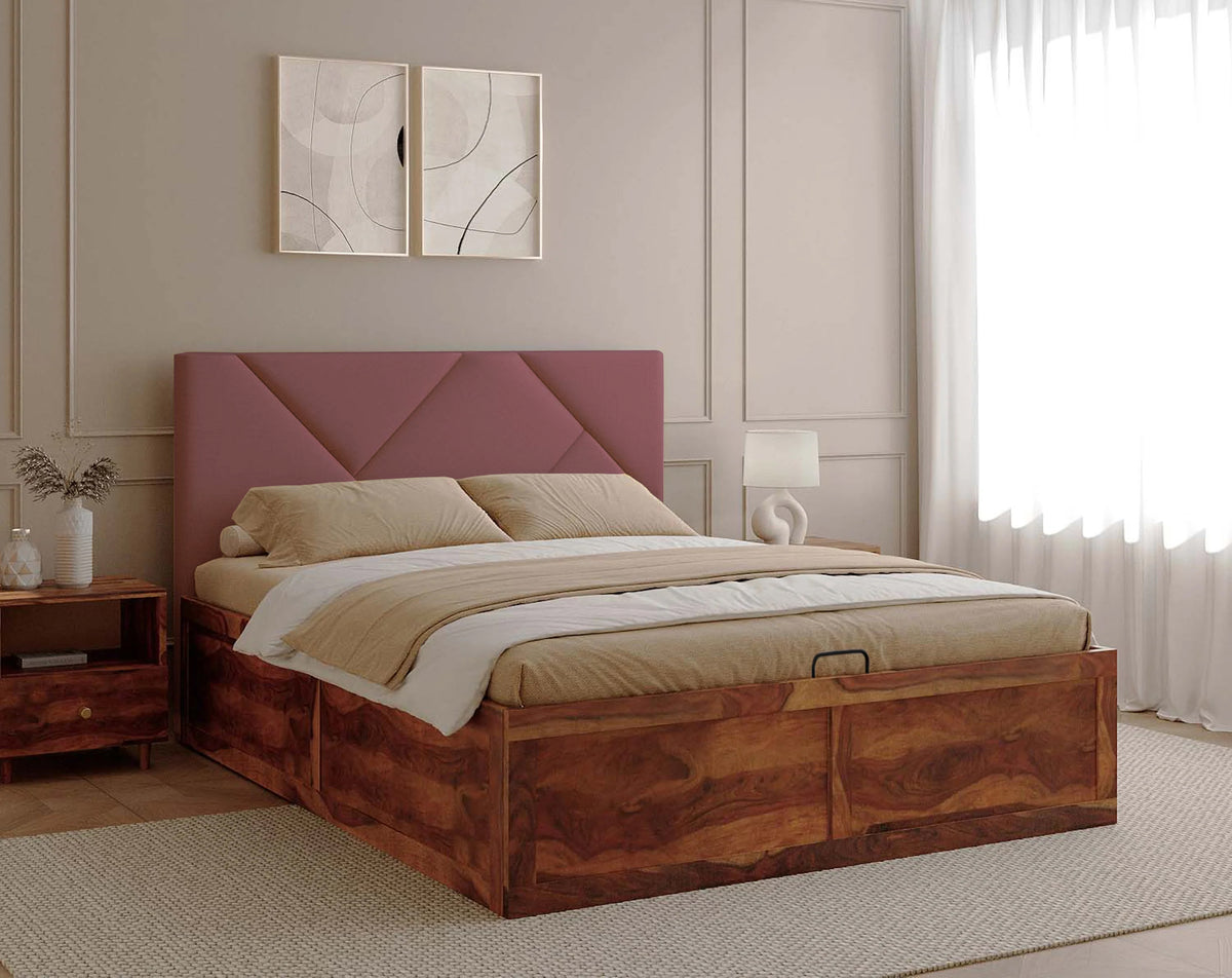 Agatha Sheesham Bed Hydraulic Storage - Queen Size