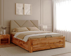 Agatha Teak Bed Hydraulic Storage - King Size