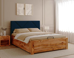 Agatha Teak Bed Hydraulic Storage - King Size