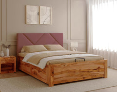 Agatha Teak Bed Hydraulic Storage - King Size