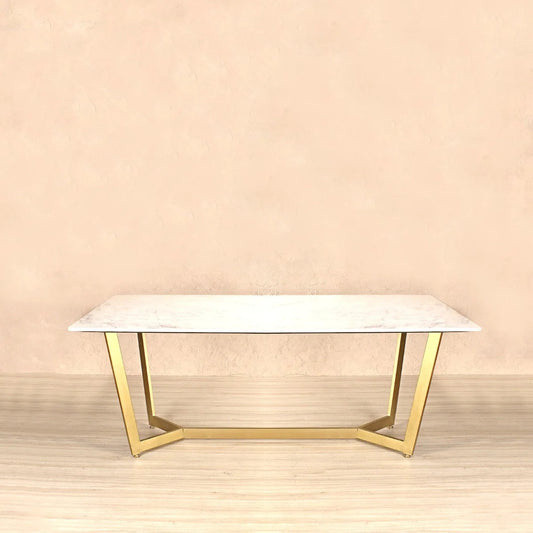 Aanvo Marble Top Coffee Table In Gold Finish