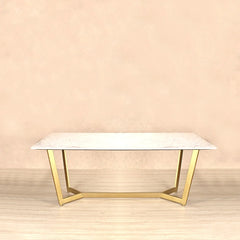 Aanvo Marble Top Coffee Table In Gold Finish