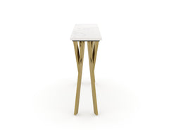 Aurum Marble Top Console Table in Gold Finish