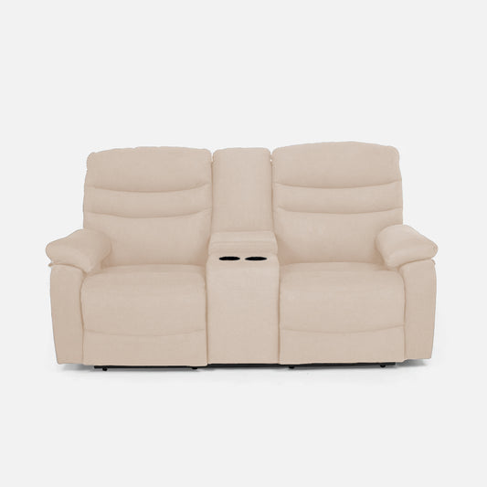 Vivo 2 Seater Cream Manual Recliner with Console