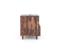 Yoho Bedside Table with Single Drawer lower in Sheesham with Drawer Facia Chevora in Sheesham