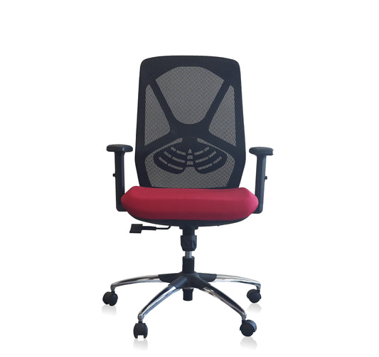 Maxi Mid Back Office Chair - Black Back & Red Seat