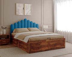 Dora Sheesham Bed Frame Hydraulic Storage - King Size