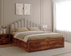 Dora Sheesham Bed Frame Hydraulic Storage - King Size