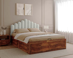 Dora Sheesham Bed Frame Hydraulic Storage - King Size