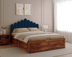 Dora Sheesham Bed Frame Hydraulic Storage - King Size