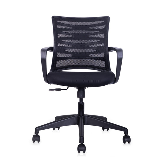 Kabil Mid Back Office Chair - Black Back & Black Seat