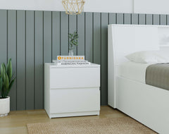 Harold Bedside Table with 2 Drawers in White