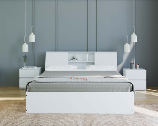 Allen Box Storage Bed White - Queen Size