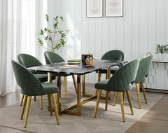 Rodano Dining Table with Etna Black Marble Top - 6 Seater