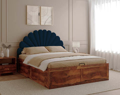 Satin Sheesham Bed Hydraulic Storage - King Size