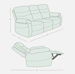 Vivo 3 Seater Ash Manual Recliner