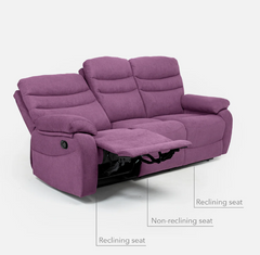 Vivo 3 Seater Purple Manual Recliner