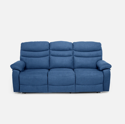 Vivo 3 Seater Blue Manual Recliner