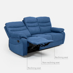 Vivo 3 Seater Blue Manual Recliner