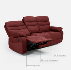 Vivo 3 Seater Maroon Manual Recliner