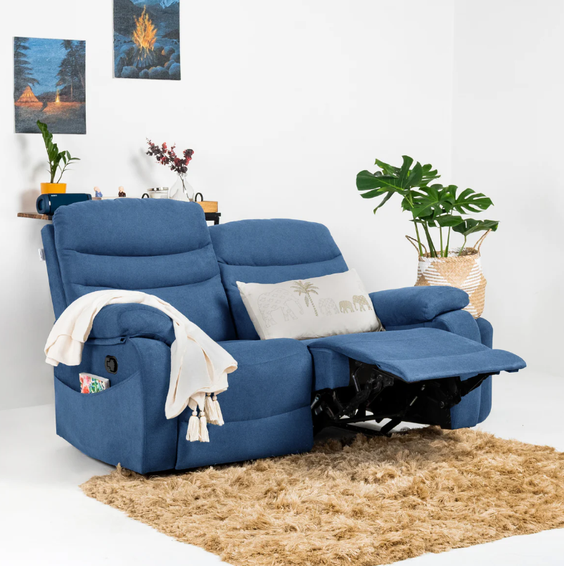 Vivo 2 Seater Blue Manual Recliner