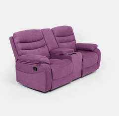 Vivo 2 Seater Purple Manual Recliner with Console