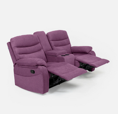 Vivo 2 Seater Purple Manual Recliner with Console