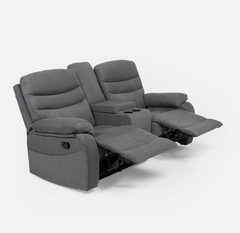 Vivo 2 Seater Ash Manual Recliner with Console