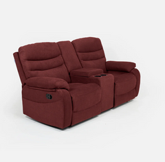 Vivo 2 Seater Maroon Manual Recliner with Console