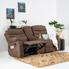 Vivo 2 Seater Oak Manual Recliner with Console