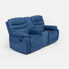 Vivo 2 Seater Blue Manual Recliner with Console