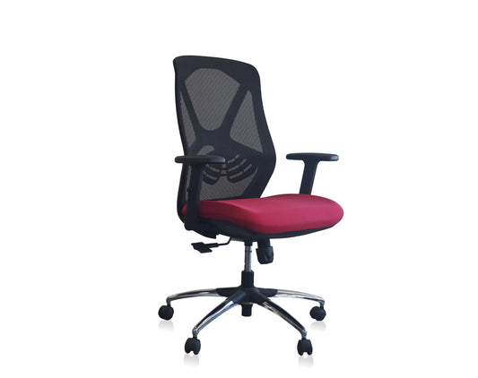 Maxi Mid Back Office Chair - Black Back & Red Seat