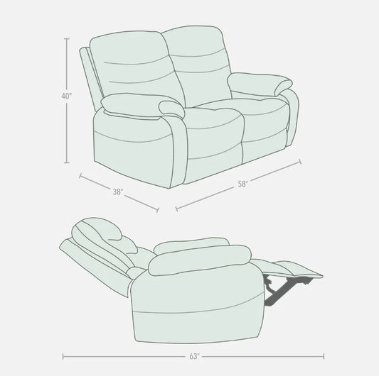 Vivo 2 Seater Cream Manual Recliner