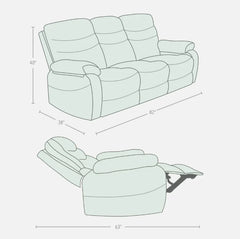 Vivo 3 Seater Rust Manual Recliner