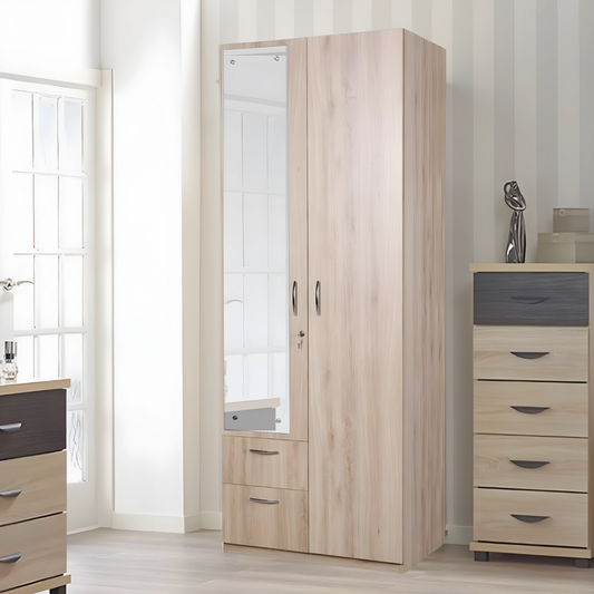 Gilma 2 Door Wardrobe with Mirror - Oak Finish