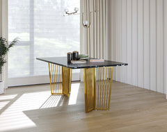 Barolo Dining Table with Black Engineered Marble Top - 4 Seater