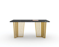 Barolo Dining Table with Black Engineered Marble Top - 4 Seater