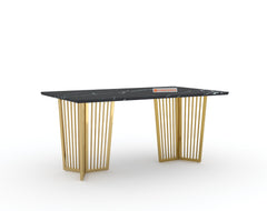 Barolo Dining Table with Black Engineered Marble Top - 4 Seater