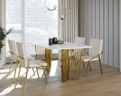 Barolo Dining Table with White Engineered Marble Top - 4 Seater