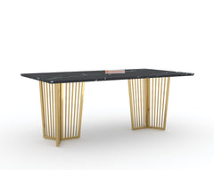 Barolo Dining Table with Black Engineered Marble Top - 6 Seater