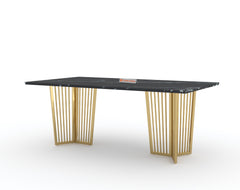 Barolo Dining Table with Black Engineered Marble Top - 6 Seater