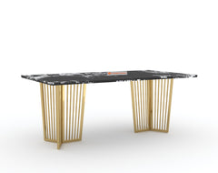 Barolo Dining Table with Etna Black Marble Top - 6 Seater