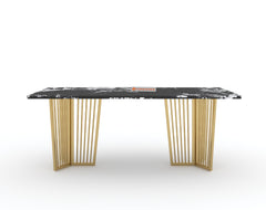 Barolo Dining Table with Etna Black Marble Top - 6 Seater